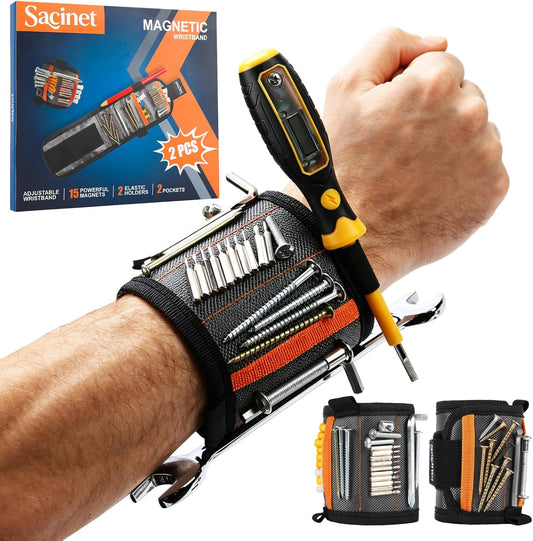 2 Pack Tool Belt Magnetic Wristband for Screws, Gifts for Men Dad