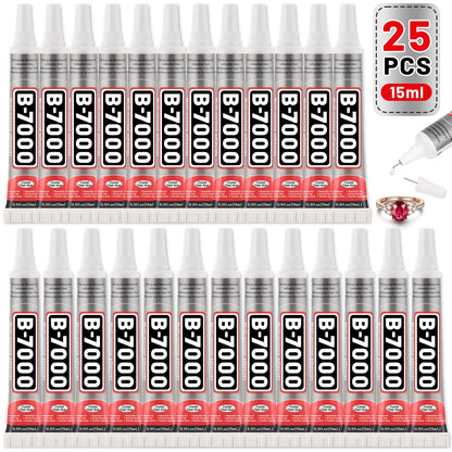 B-7000 Glue, Multipurpose Craft Glue Industrial Strength Adhesive Clear Semi Fluid for Bonding Phone Screen Tablet Jewelry Rhinestones DIY Electronic Components Repair Glass Metal (4x15 ml/0.5 oz)