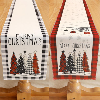 Set of 2 Christmas Table Runner, TOYPOPOR 2Pcs Buffalo Linen Christmas Trees Dining Table Runner for Xmas Holiday Seasonal Winter Decoration Indoor Outdoor Party Wedding - 72Inches