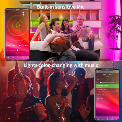 Ksipze 100ft led Lights Strip for Bedroom, Smart Music Sync RGB Color Changing with App and Remote Control, Power Supply Led Strip Lights Lumiere LED for Room Home Party Decoration