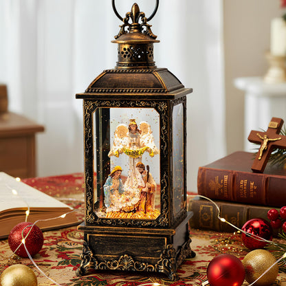 Christmas Snow Globe Lantern Water Glittering Cardinal with Music, USB Lined/Battery Operated Lighted Lantern for Christmas Festival Decoration Gifts