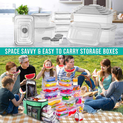50 Pcs Large Food Storage Containers with Lids Airtight -85 OZ to Small Box