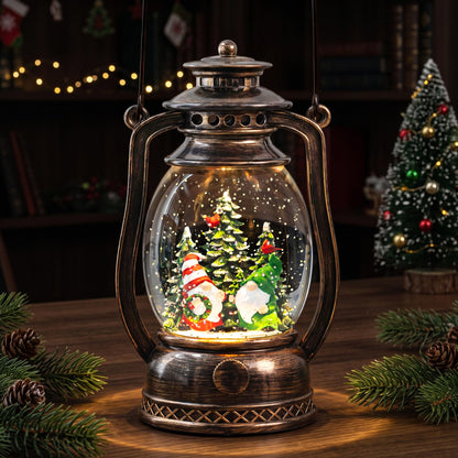 Christmas Snow Globe Lantern Water Glittering Cardinal with Music, USB Lined/Battery Operated Lighted Lantern for Christmas Festival Decoration Gifts