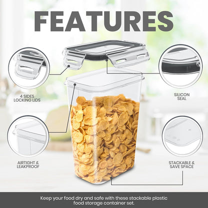 KICHLY 16 Pcs Airtight Food Storage Containers with Lids, Pantry Storage Containers for Kitchen Organization and Cereal Storage