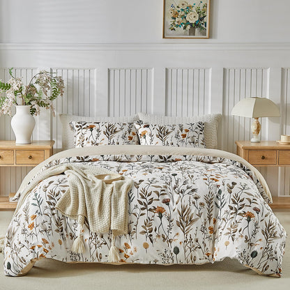 Conworld Christmas Duvet Cover Queen Size Set, Soft Reversible Red Plaid Reindeer Snowflake Printed Holiday Bedding Set with Zipper Closure, Corner Ties, 2 Pillowcases, 1 Duvet Cover 90x90 inches