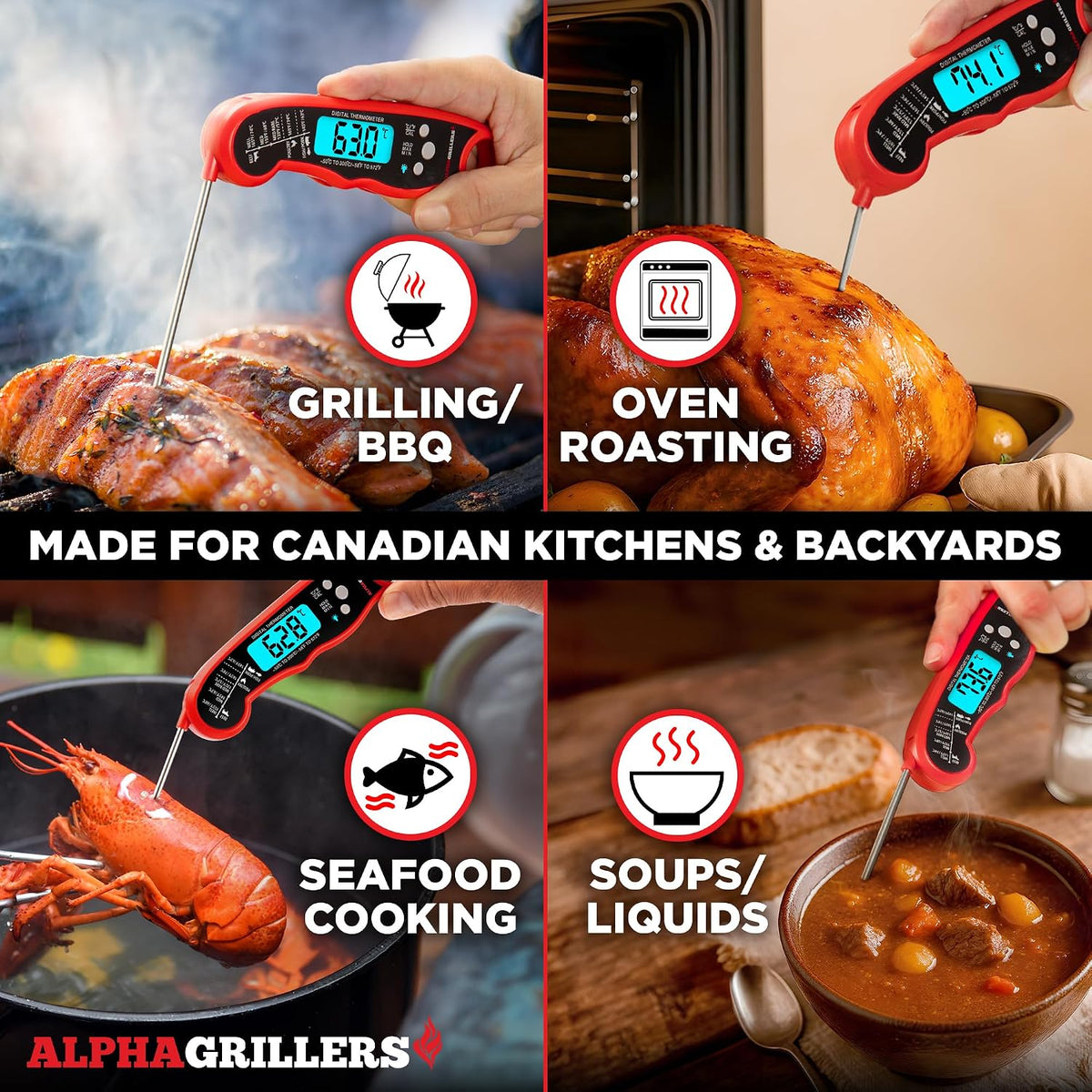 Alpha Grillers Meat Thermometer Digital Stocking Stuffers Gifts for Men Dad