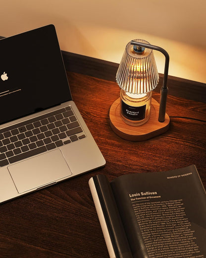 Candle Warmer Lamp with Timer & Dimmer Compatible with Yankee Candles, Adjustable Height Candle Warmer for Jar Candles, Wax Melt Lamp with 2 Bulbs,Glass,Home Decor & Gifts