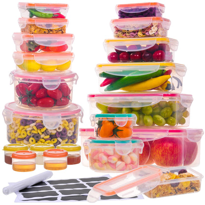 50 Pcs Large Food Storage Containers with Lids Airtight -85 OZ to Small Box