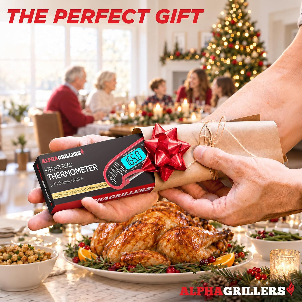 Alpha Grillers Meat Thermometer Digital Stocking Stuffers Gifts for Men Dad