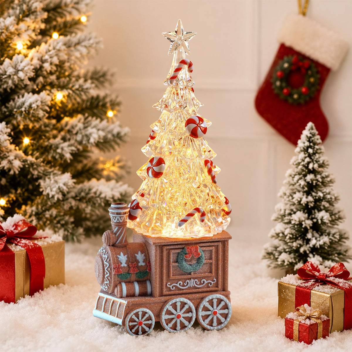 Christmas Snow Globe Lantern Water Glittering Cardinal with Music, USB Lined/Battery Operated Lighted Lantern for Christmas Festival Decoration Gifts