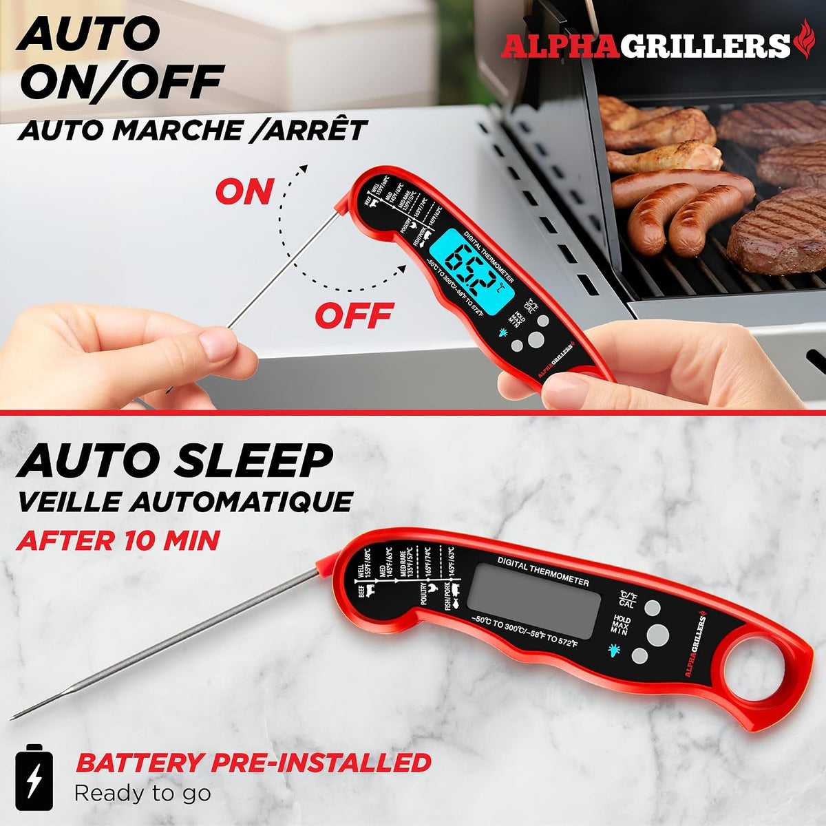 Alpha Grillers Meat Thermometer Digital Stocking Stuffers Gifts for Men Dad