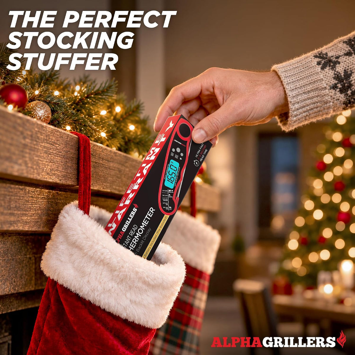 Alpha Grillers Meat Thermometer Digital Stocking Stuffers Gifts for Men Dad