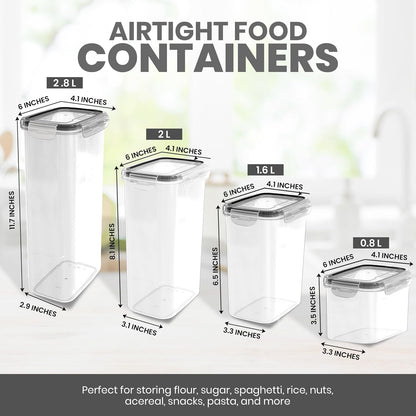 KICHLY 16 Pcs Airtight Food Storage Containers with Lids, Pantry Storage Containers for Kitchen Organization and Cereal Storage