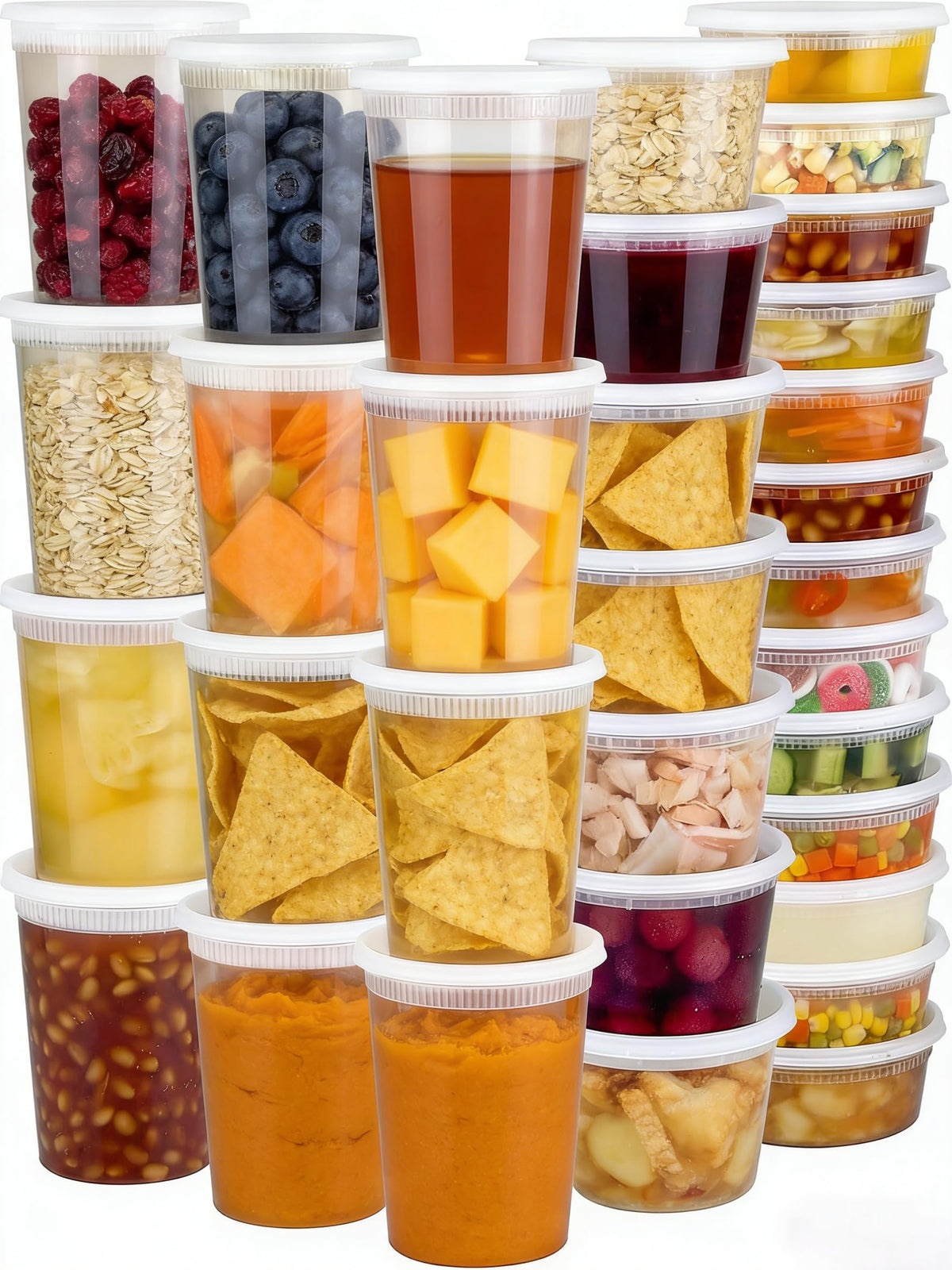 Pure Future 20-Pack Reusable Double Compartment Snack Containers with Lids