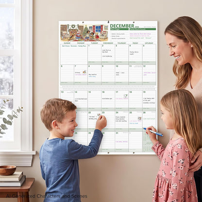 Family Calendar 2027 with 600 Stickers & Pocket, 14.6"x19.7"