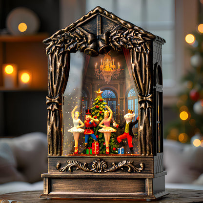 Christmas Snow Globe Lantern Water Glittering Cardinal with Music, USB Lined/Battery Operated Lighted Lantern for Christmas Festival Decoration Gifts