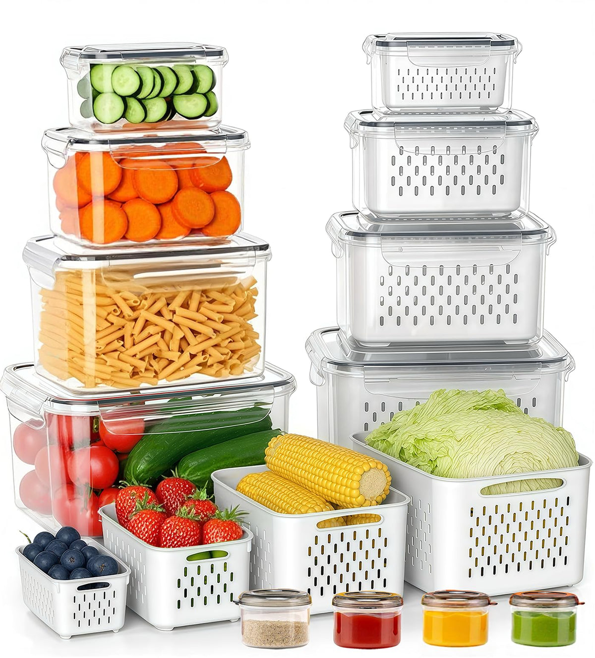 Pure Future 20-Pack Reusable Double Compartment Snack Containers with Lids