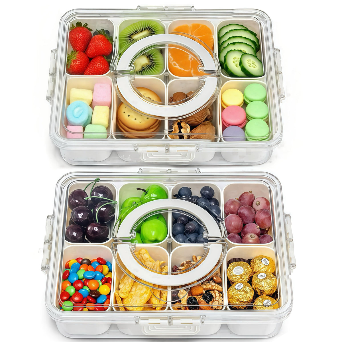 Pure Future 20-Pack Reusable Double Compartment Snack Containers with Lids