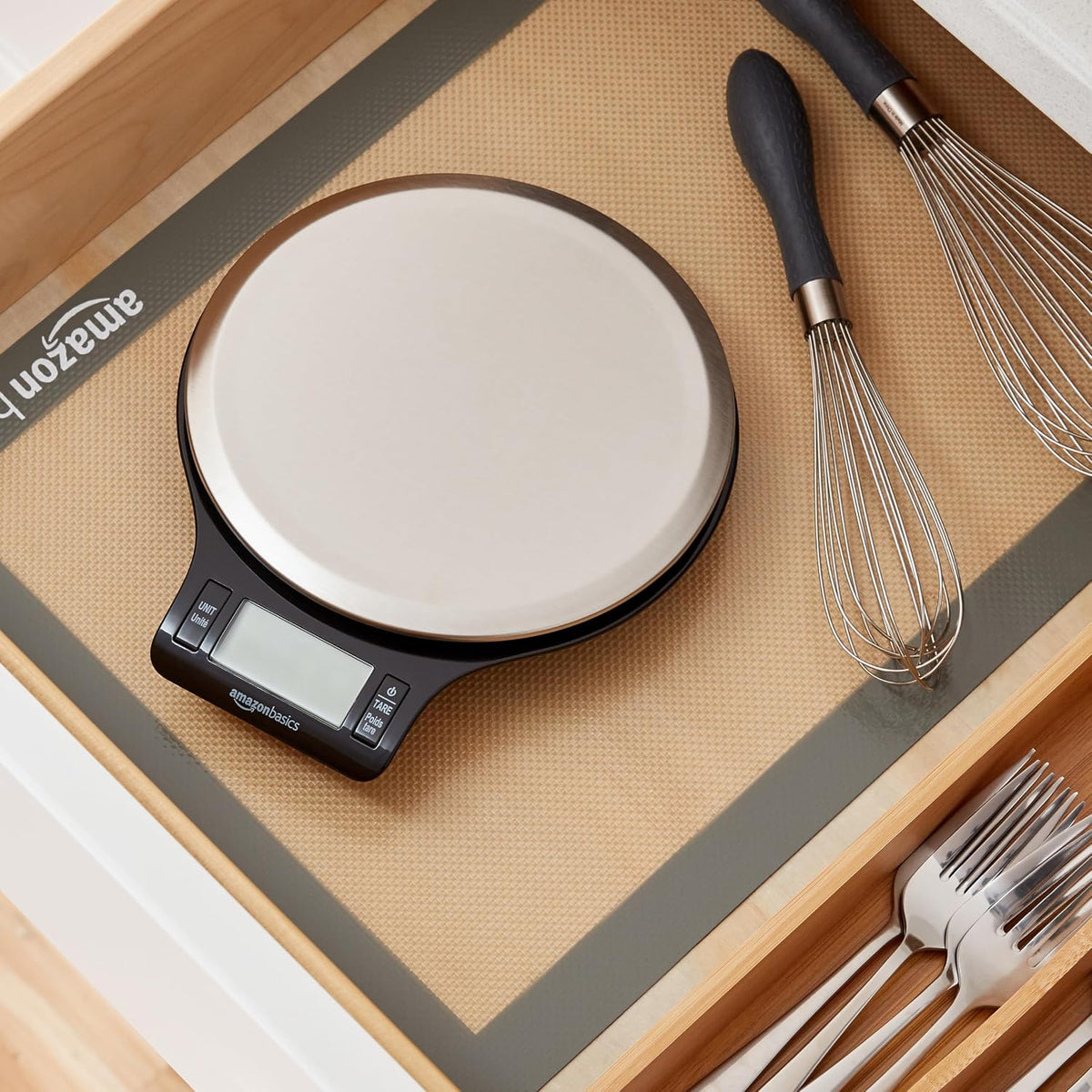 Amazon Basics Stainless Steel Digital Kitchen Scale with LCD Display, Batteries Included