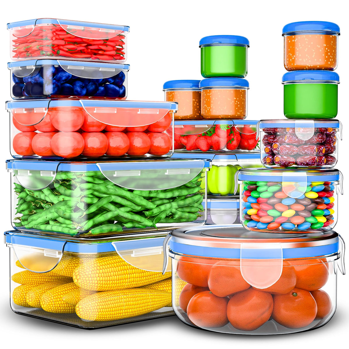 50 Pcs Large Food Storage Containers with Lids Airtight -85 OZ to Small Box