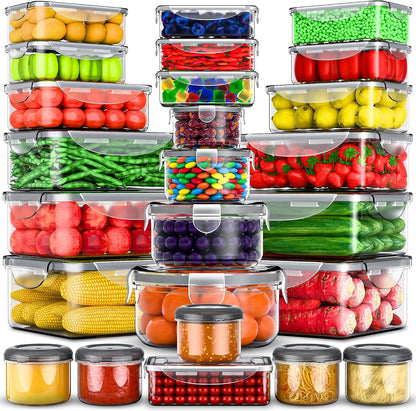 50 Pcs Large Food Storage Containers with Lids Airtight -85 OZ to Small Box